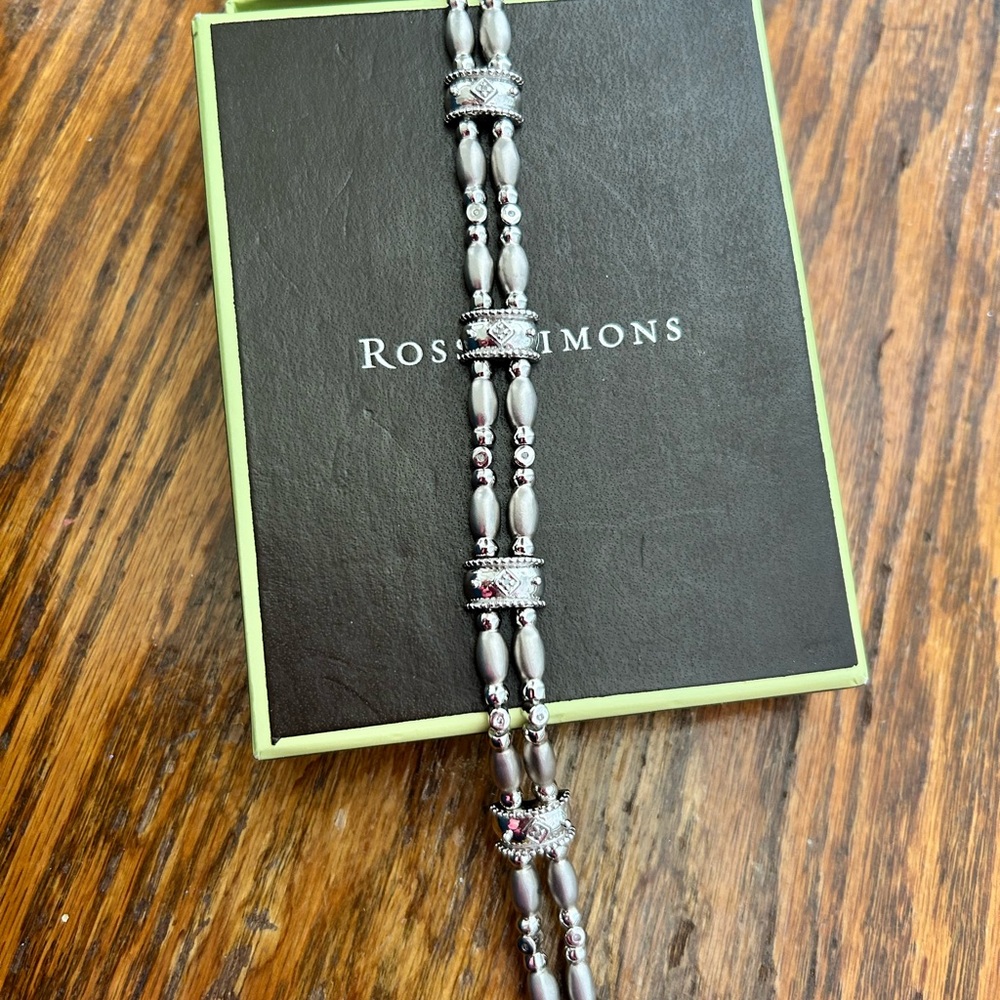 Ross-Simons Sterling Silver Beaded w/Diamond Accent Bracelet - Picture 4 of 7